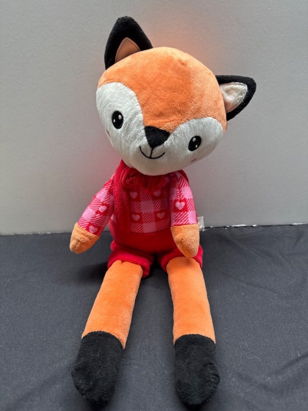 Spark Create Imagine Valentines Day Fox Plush Toy With Red Outfit & Rattle Sound